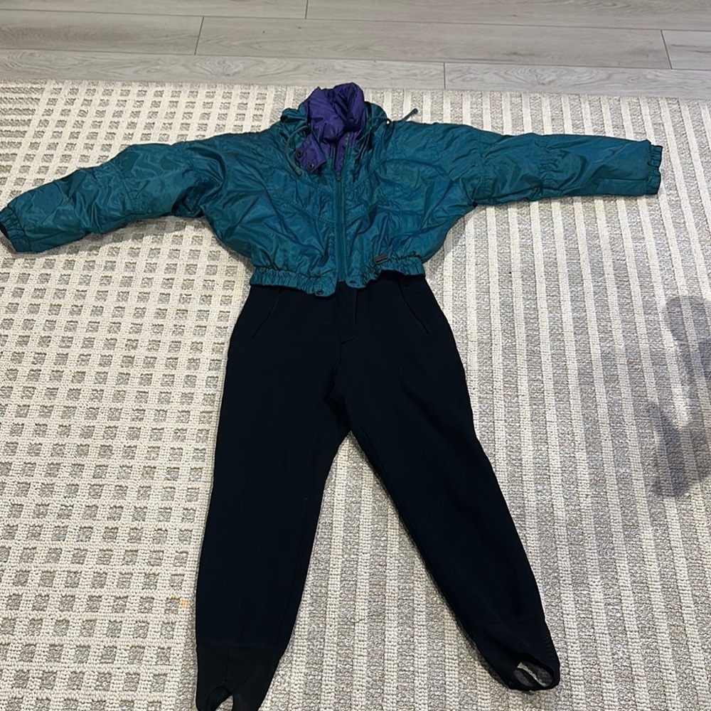 VINTAGE Teal and Purple SNOWSUIT